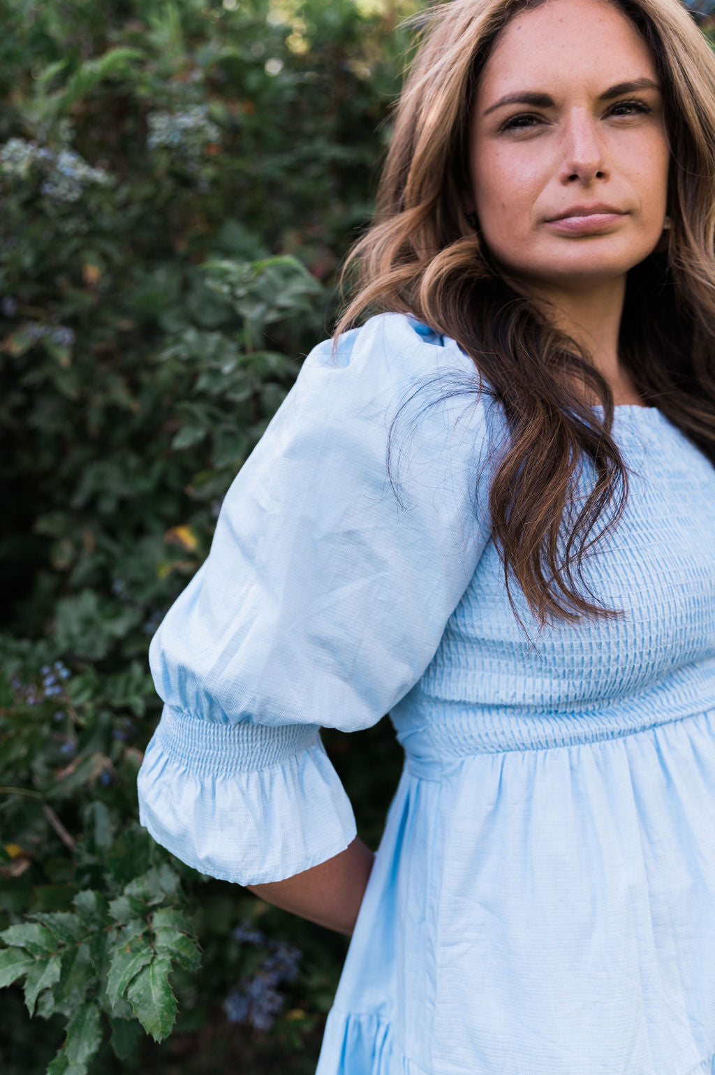 Nadine Jacquard Blue Cotton Dress