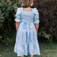 Nadine Jacquard Blue Cotton Dress