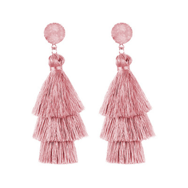 THREE LAYERED TASSEL EARRINGS