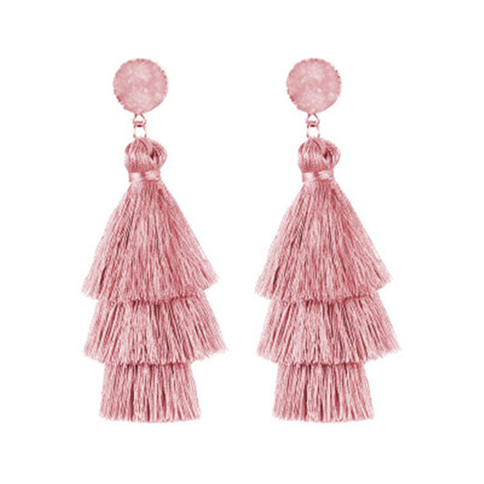 THREE LAYERED TASSEL EARRINGS