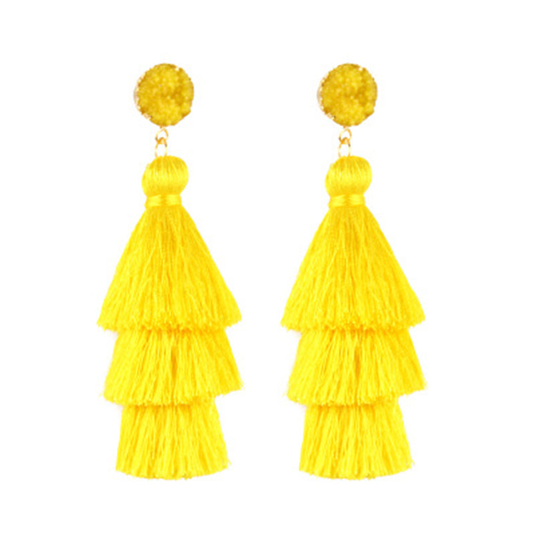 THREE LAYERED TASSEL EARRINGS