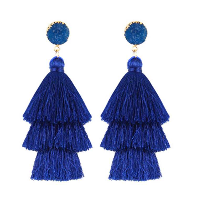 THREE LAYERED TASSEL EARRINGS