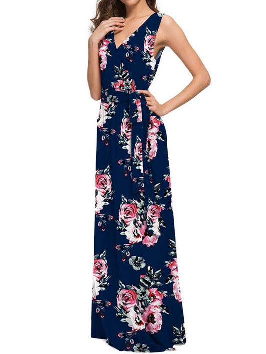 Sleeveless Women Floral Maxi Dress