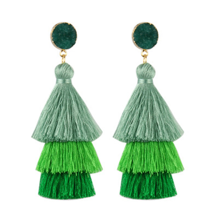 THREE LAYERED TASSEL EARRINGS