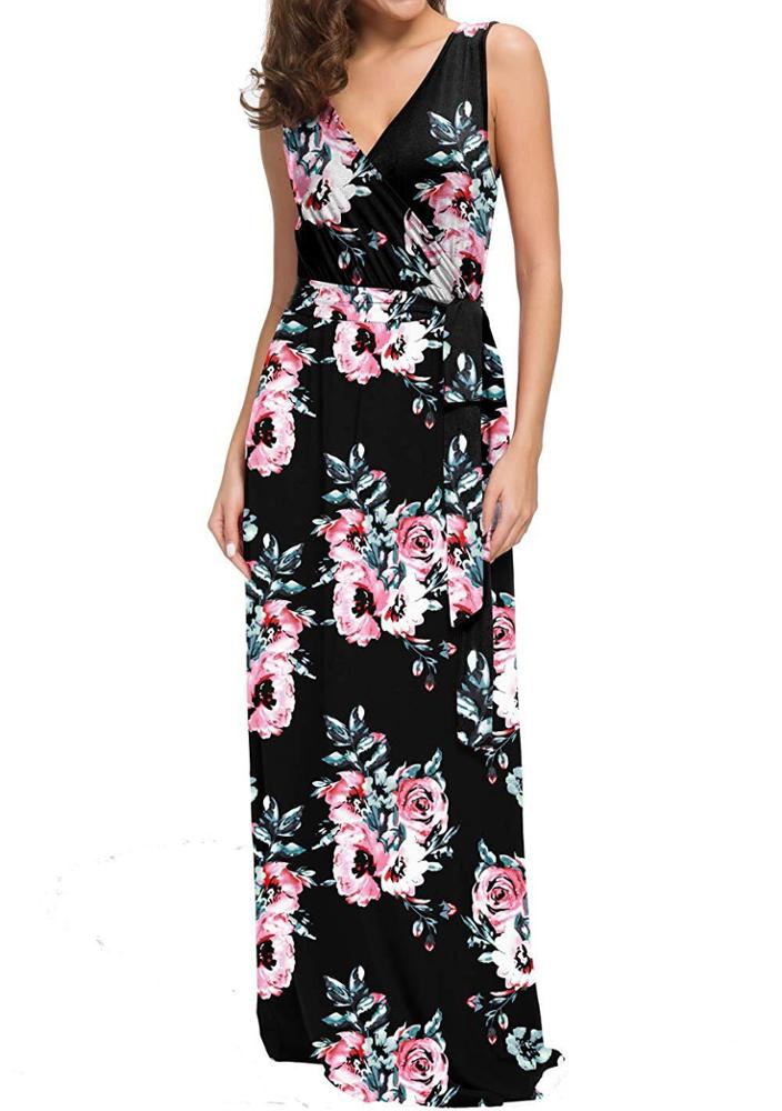 Sleeveless Women Floral Maxi Dress