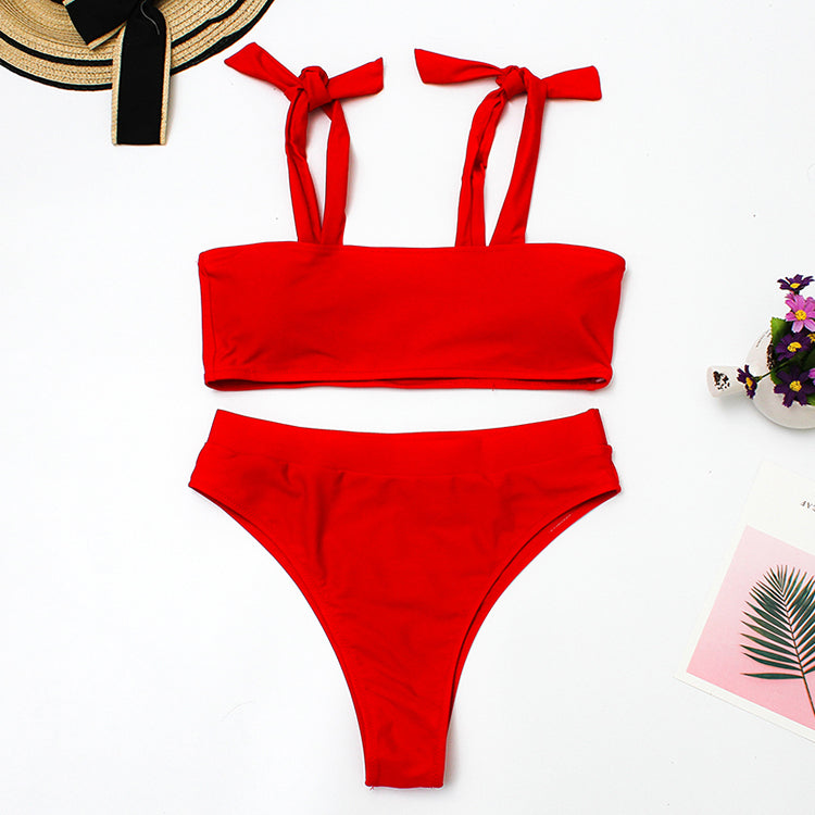 KNOTTED TOP HIGH-WAISTED BIKINI