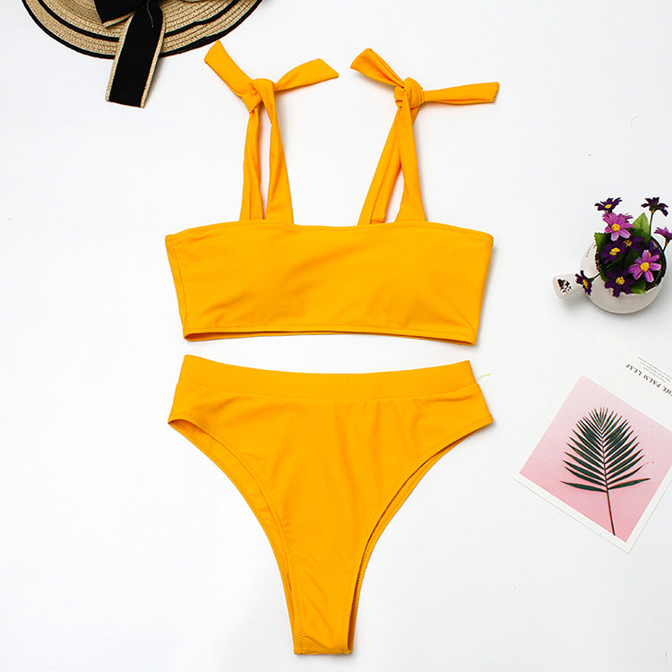 KNOTTED TOP HIGH-WAISTED BIKINI