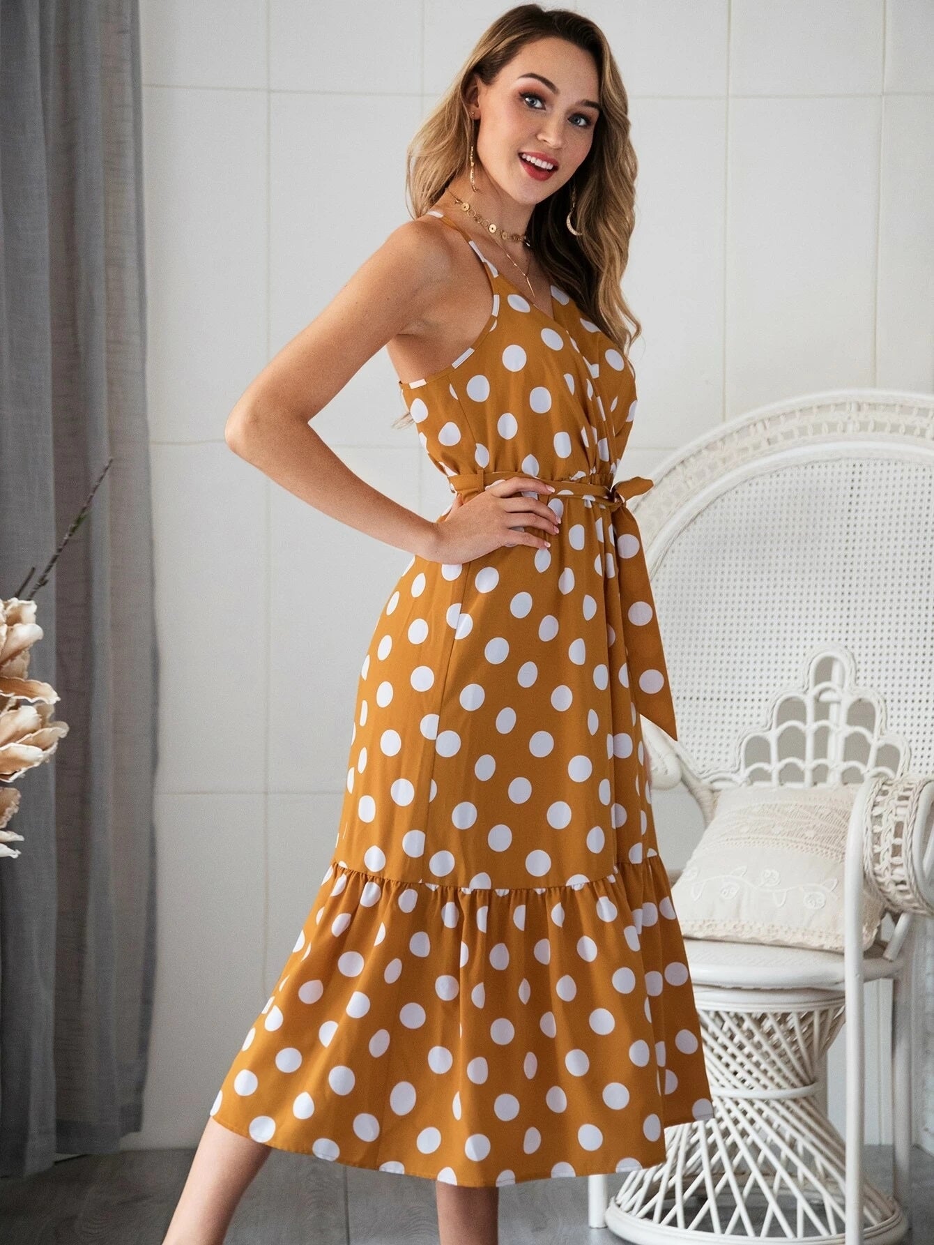 AMELLY POLKA DOT MIDI DRESS