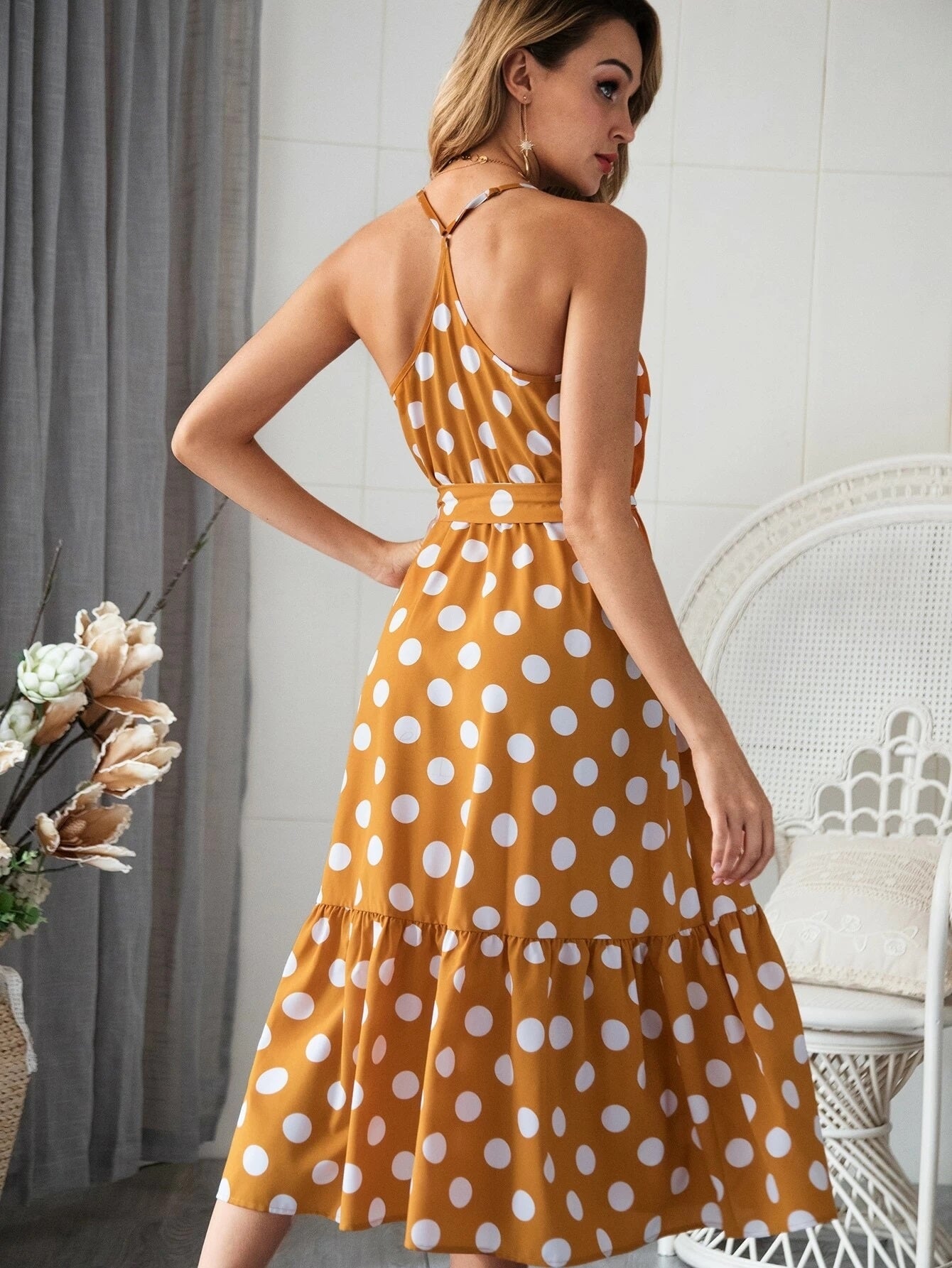 AMELLY POLKA DOT MIDI DRESS