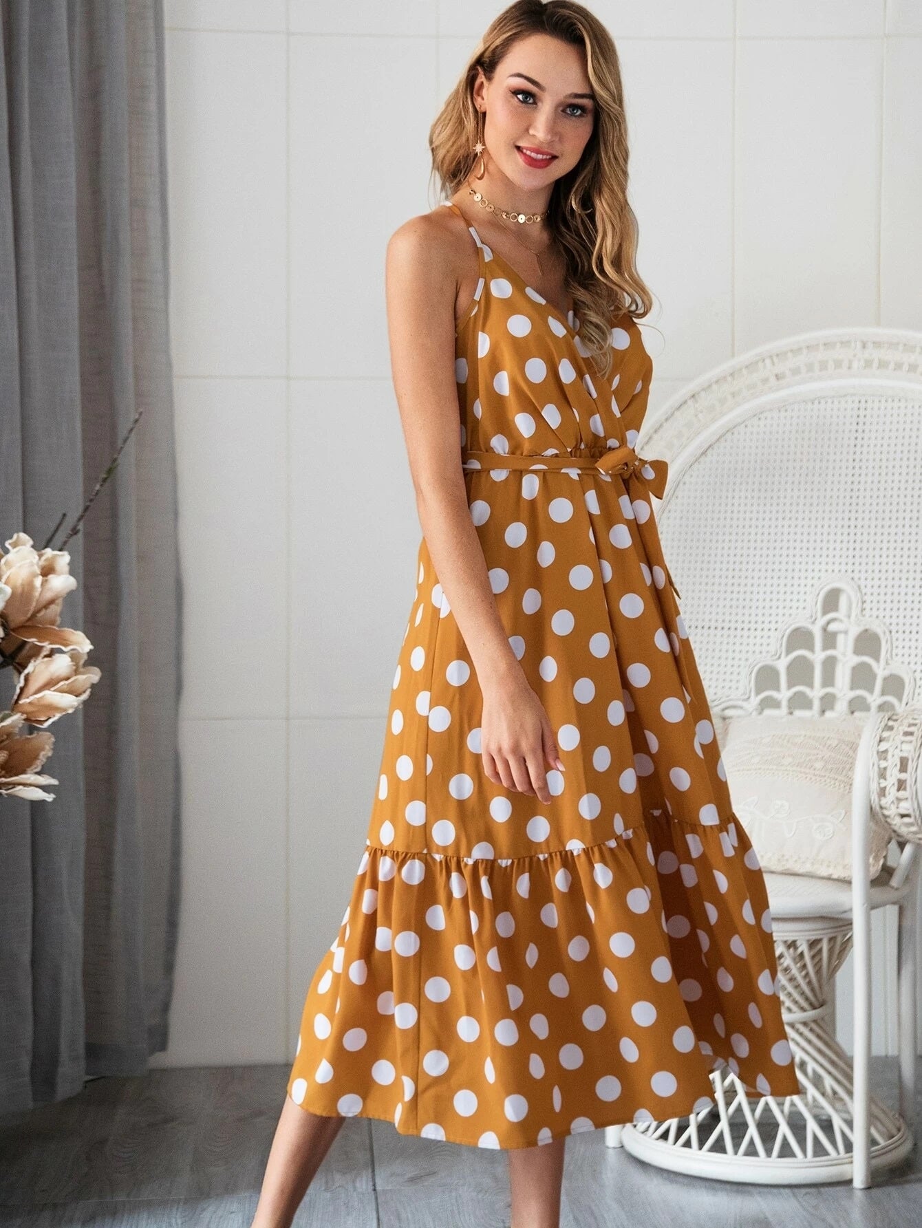 AMELLY POLKA DOT MIDI DRESS