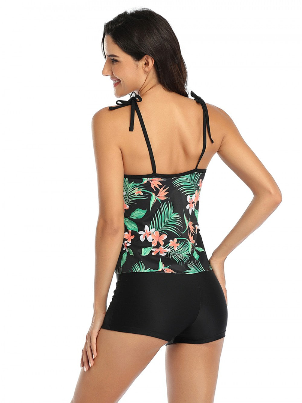 Mommy and Me  2 Piece Floral Green/Black Tankini