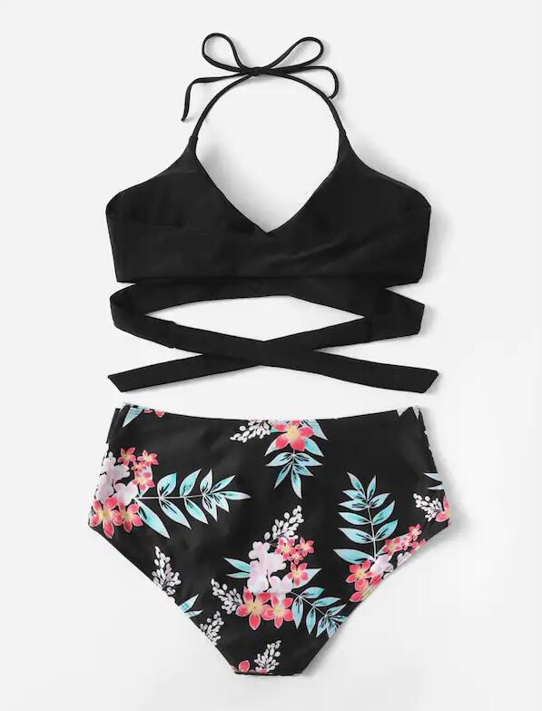 SUMMER NIGHT WRAP AND FLORAL HIGH-WAISTED BIKINI