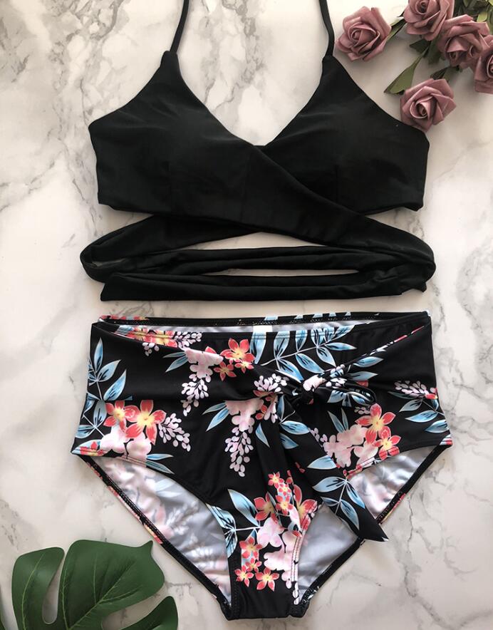 SUMMER NIGHT WRAP AND FLORAL HIGH-WAISTED BIKINI