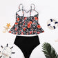 BLACK AND RED FLORAL TANKINI BIKINI