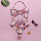 BLUSH PINK FLORAL PRINT HALTER ONE-PIECE SWIMSUIT