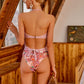 BLUSH PINK FLORAL PRINT HALTER ONE-PIECE SWIMSUIT