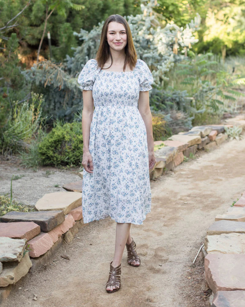 Ella Midi Blue Floral Dress