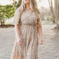 FLORAL HIGH WAIST BELTED MAXI DRESS BEIGE