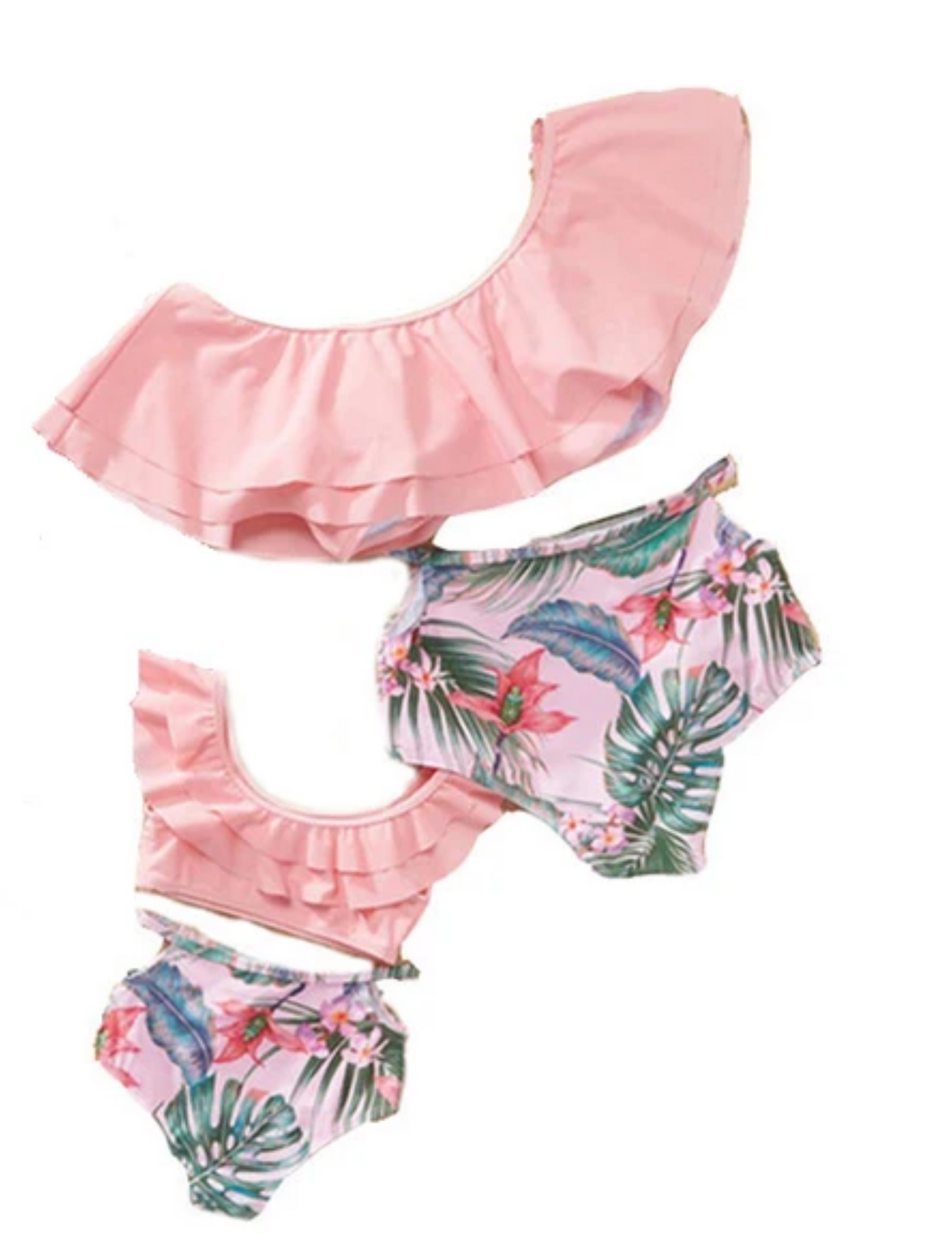 HIGH WAIST RUFFLE PINK BIKINI