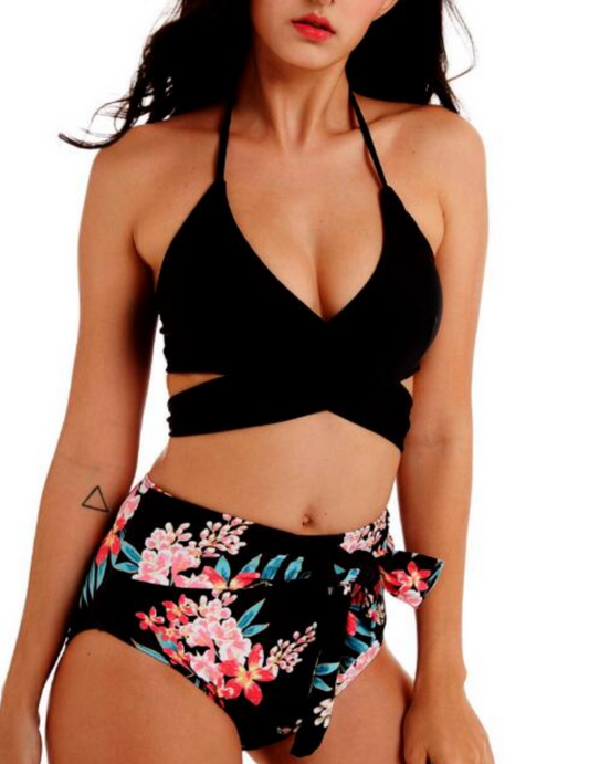 SUMMER NIGHT WRAP AND FLORAL HIGH-WAISTED BIKINI