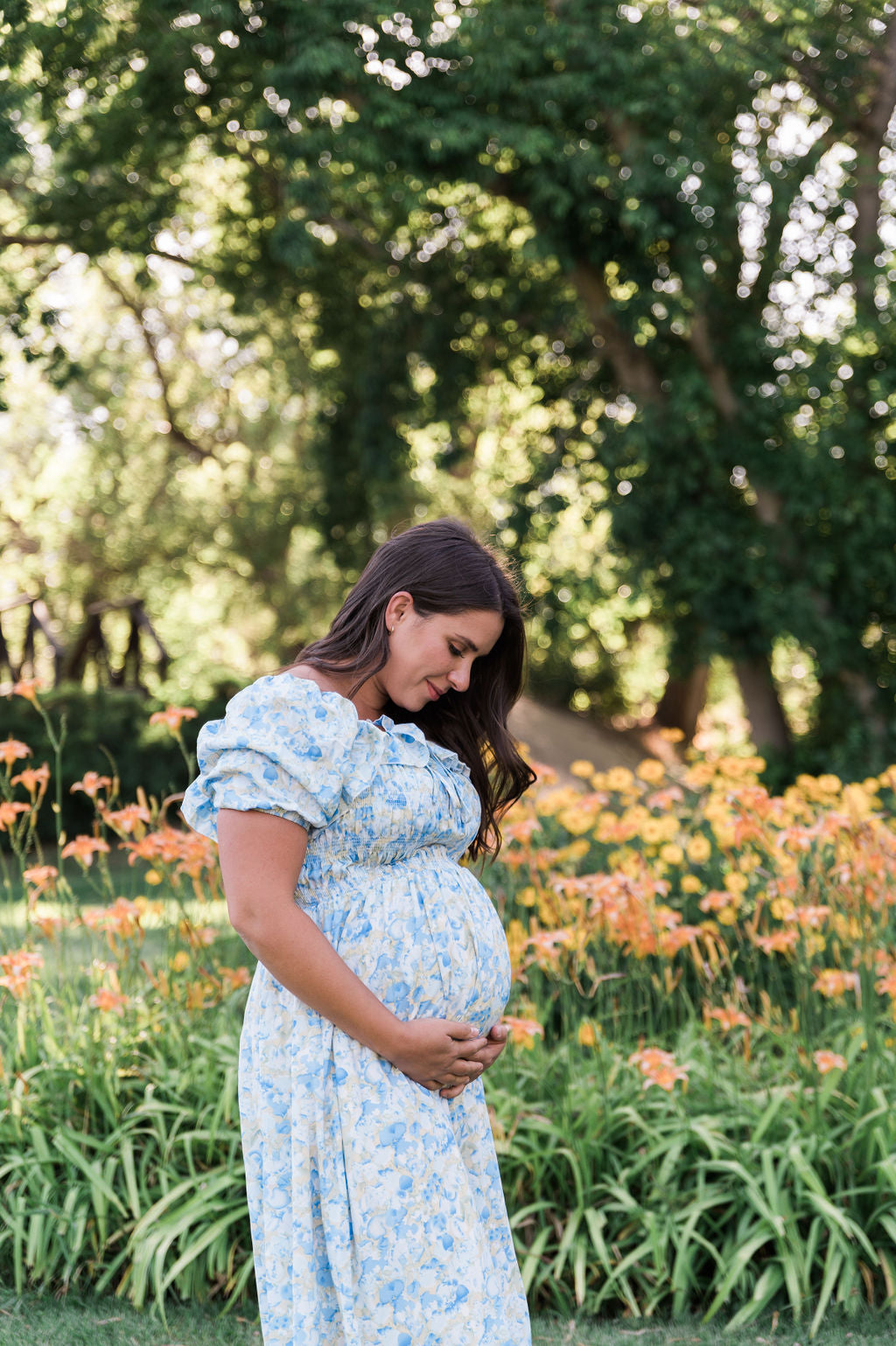 Verona Floral Blue Midi Dress