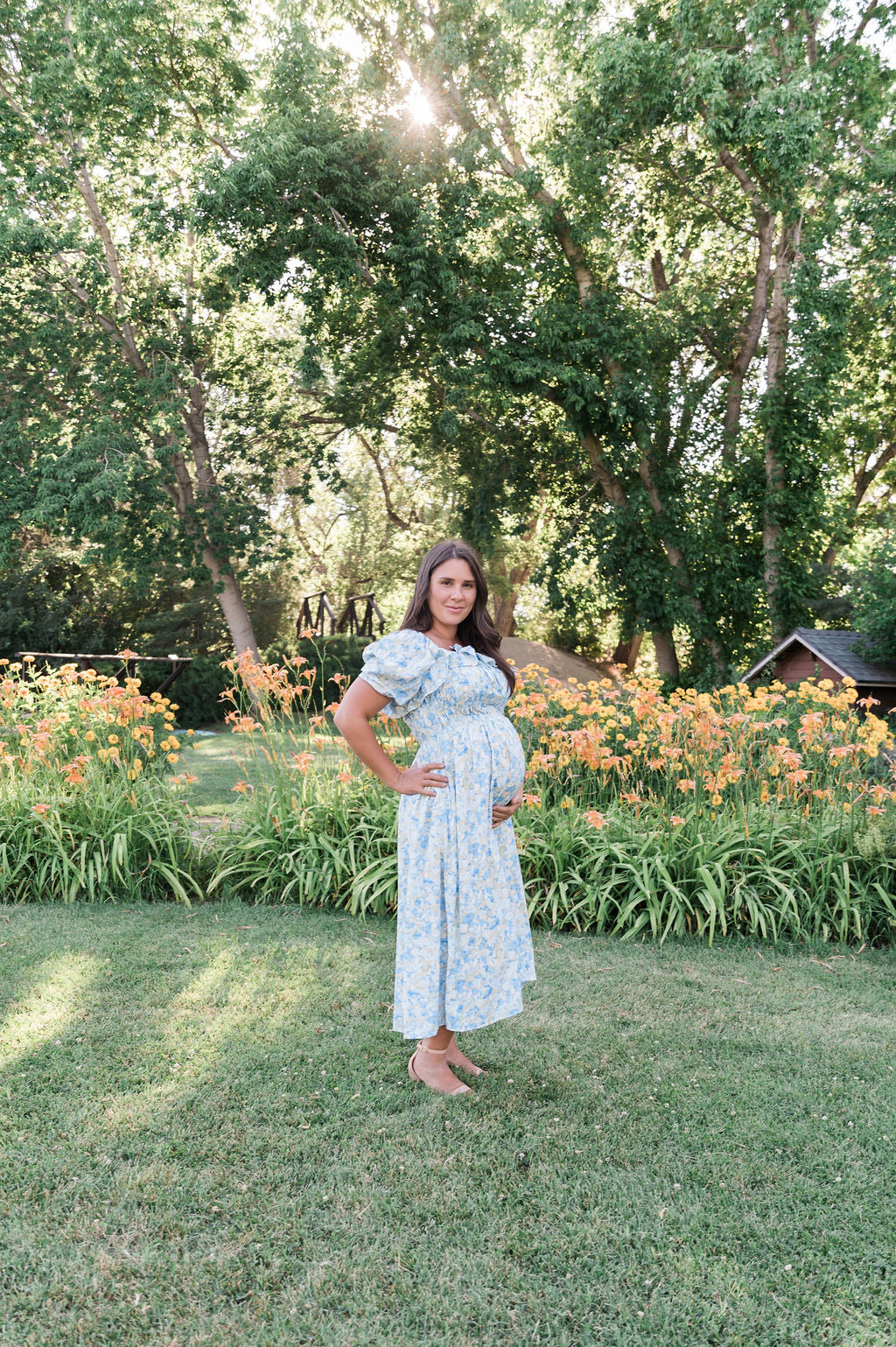 Verona Floral Blue Midi Dress