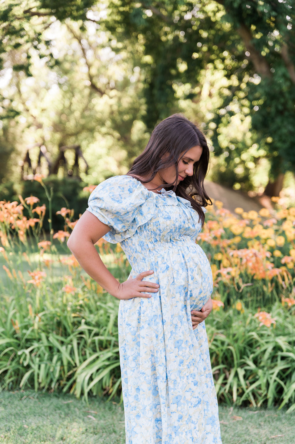 Verona Floral Blue Midi Dress