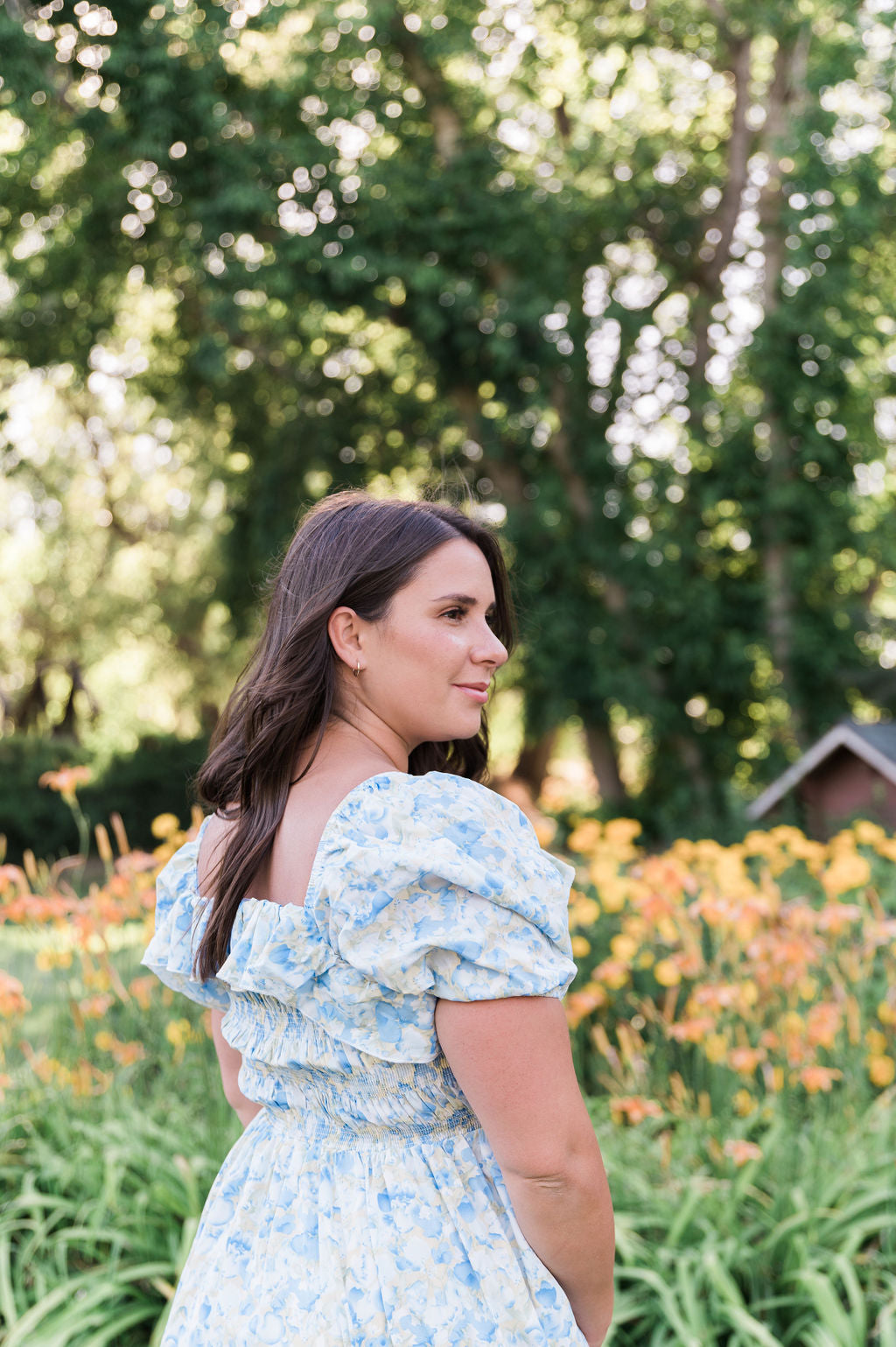 Verona Floral Blue Midi Dress