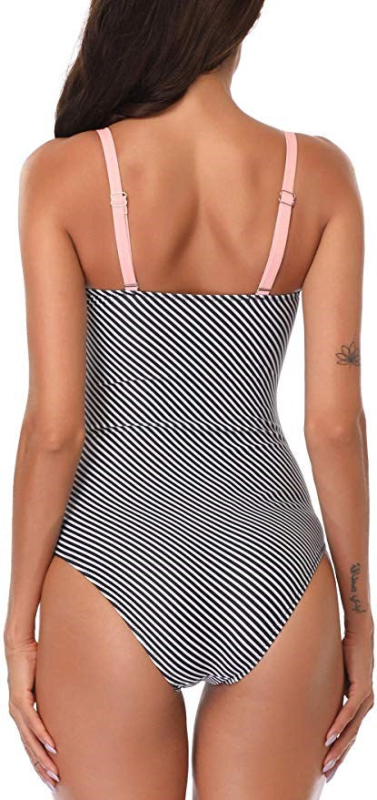 Twist Front V-Neck Women's One Piece Swimsuit