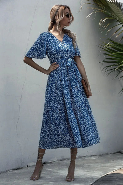 Floral belted dress online