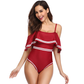 OFF SHOULDER RUFFLED ONE PIECE SWIMSUIT