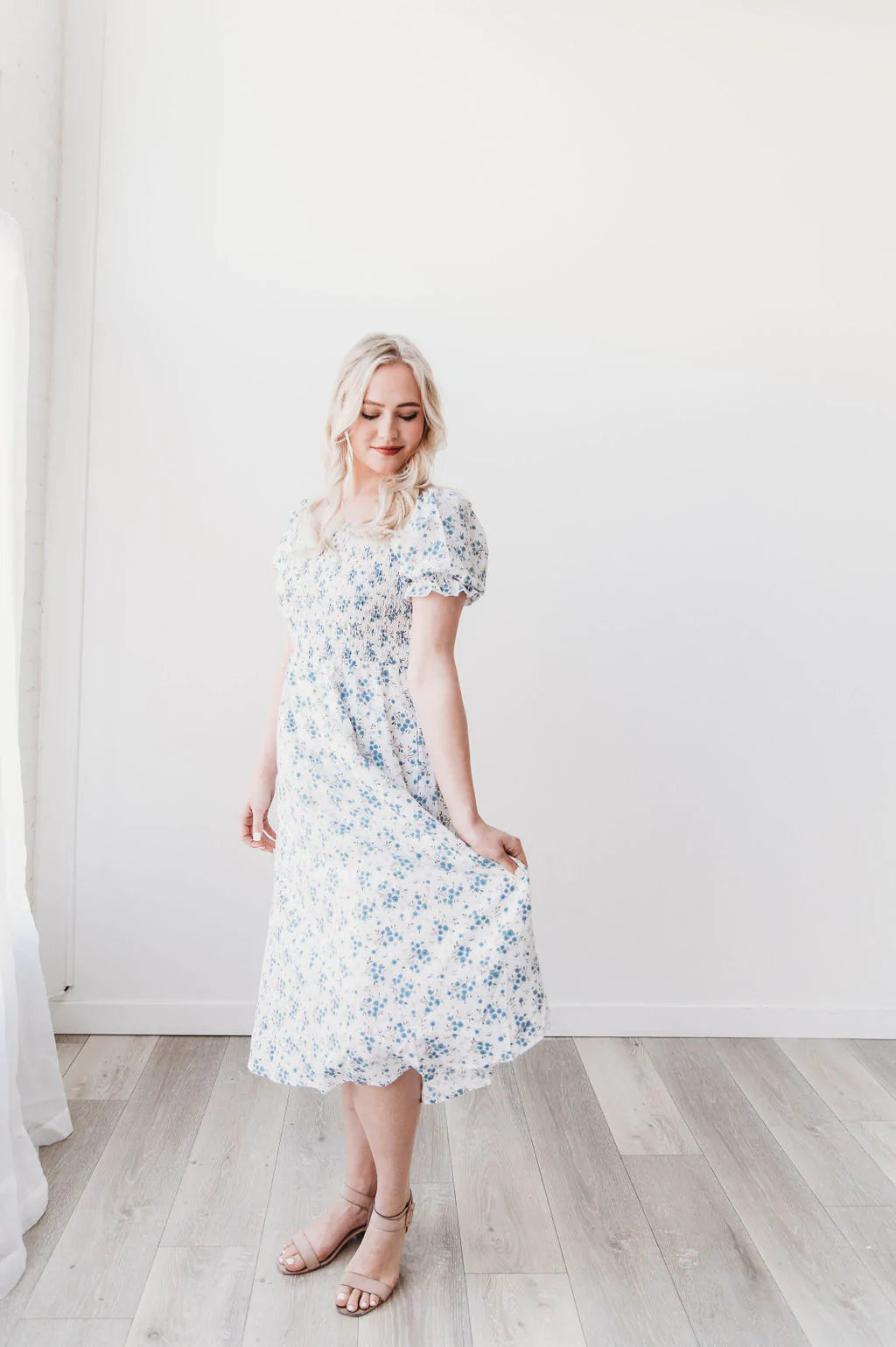 Ella Midi Blue Floral Dress