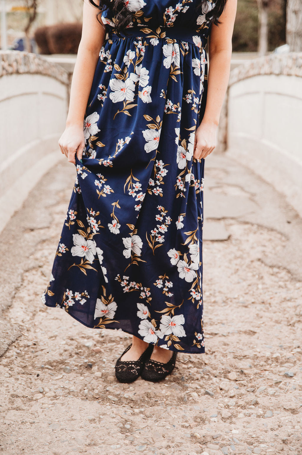 Clara Navy Women Floral Maxi Dress