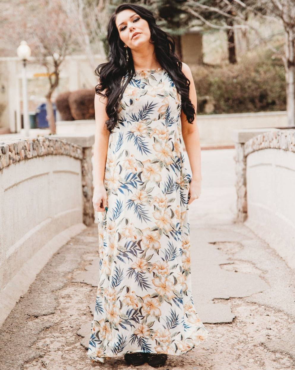 Havana Backless Floral Evening Dress