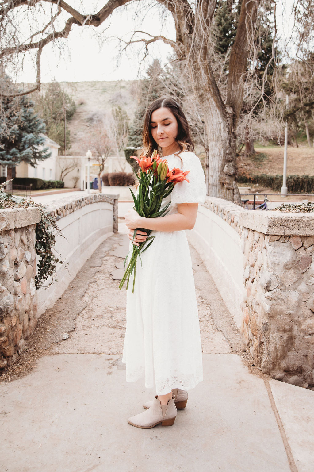 Modest White Lace Midi Dress – Stylish Myla Lace Medium