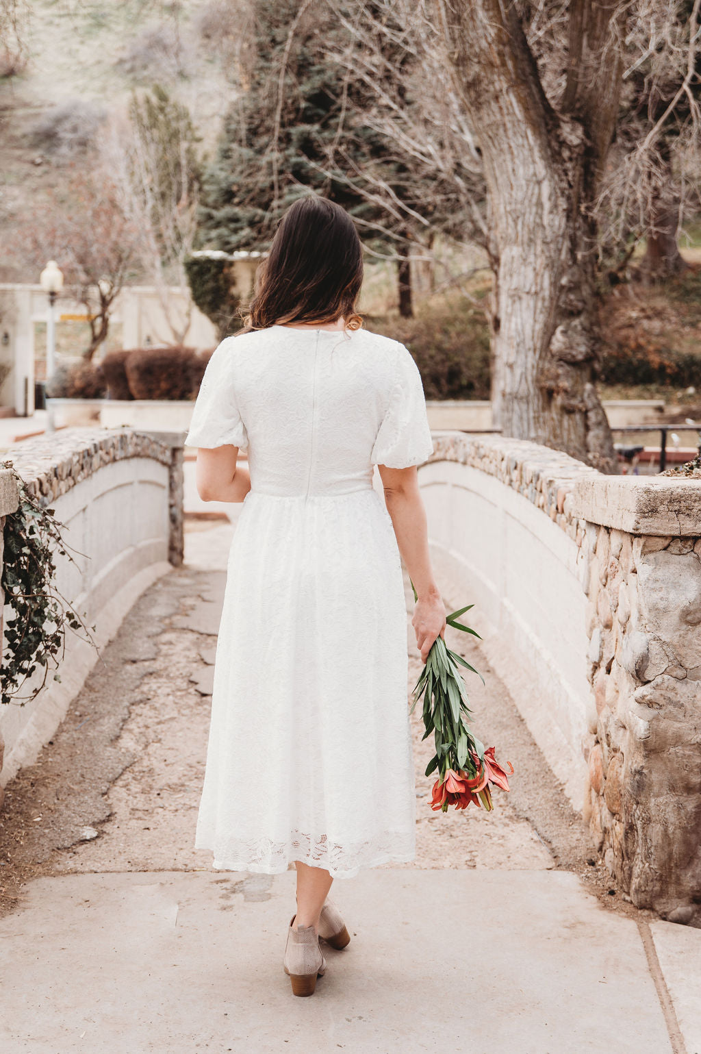 Myla White Midi Lace Dress