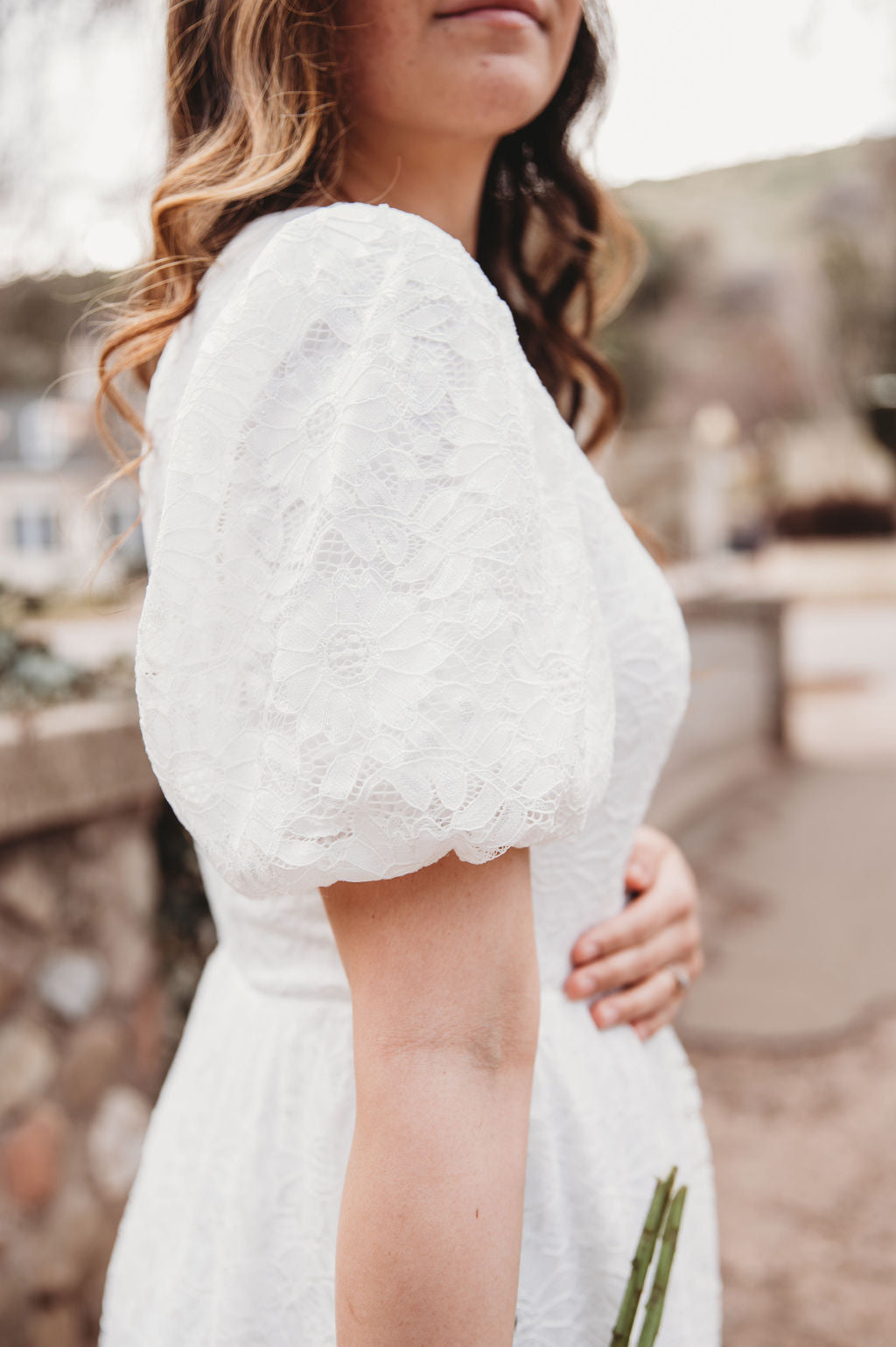 white lace dress with sleeves Modest White Lace Midi Dress – Stylish Myla Lace Medium