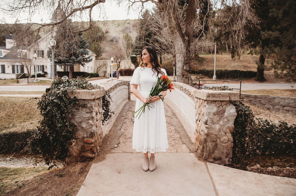 Myla White Midi Lace Dress