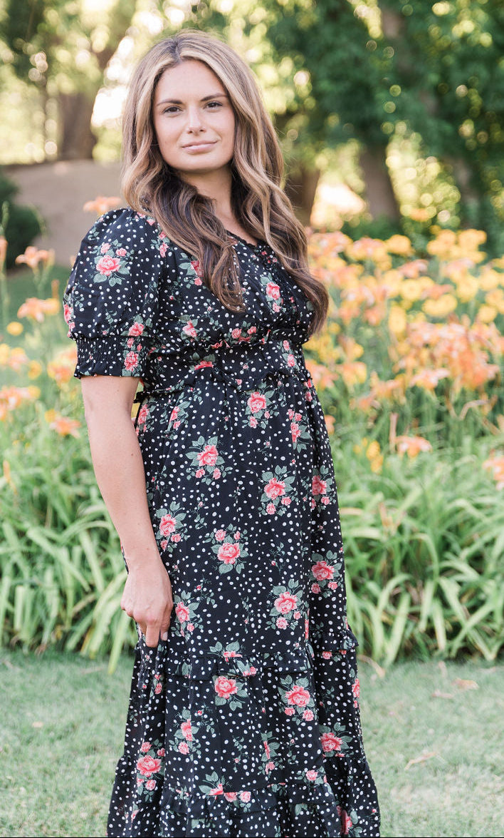 Mommy & Me Matching Dresses: Sienna Black Floral Maxi 4-5 T