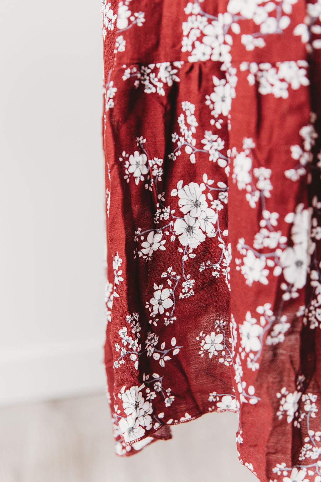 Laurel Floral Burgundy Rayon Midi Dress