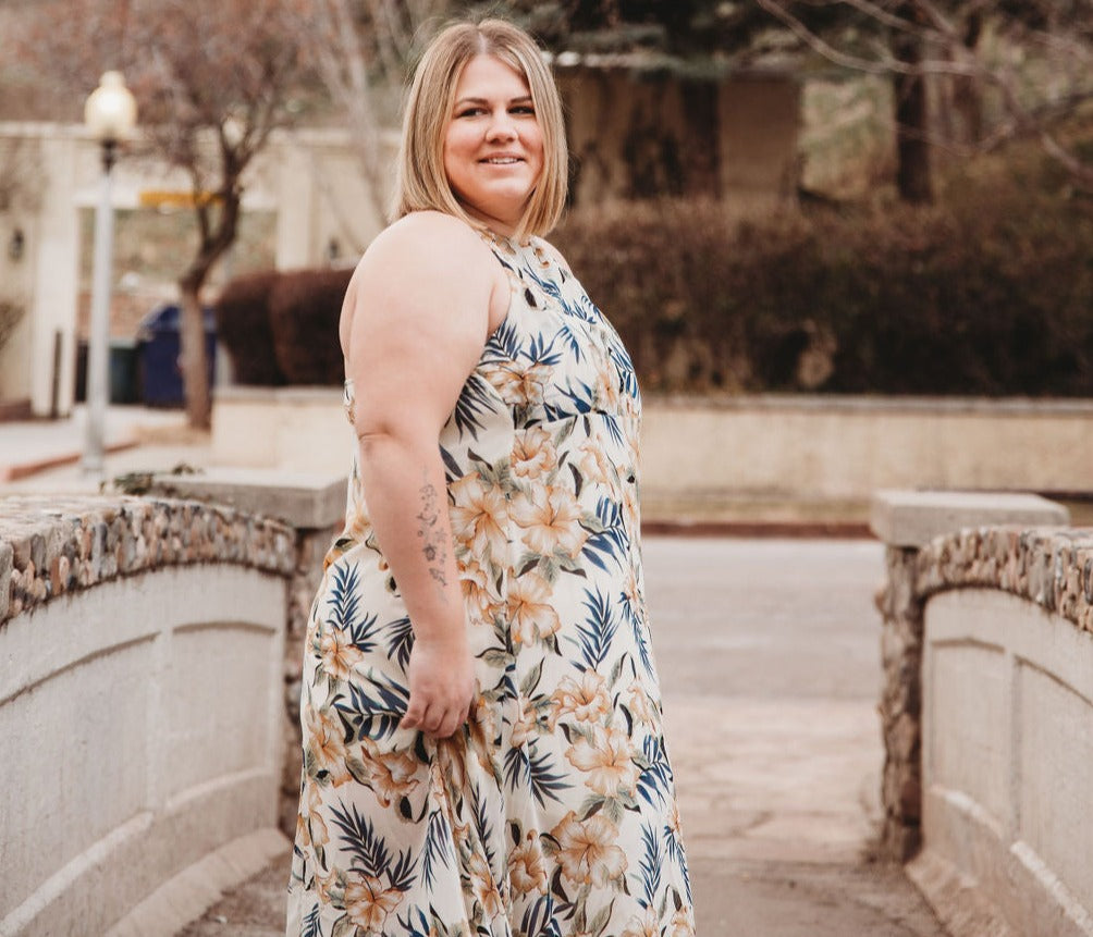 Havana Backless Floral Evening Dress