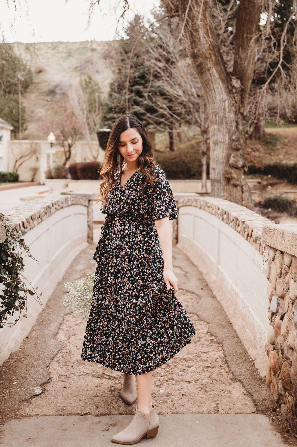 Constance Women Midi Navy Floral Dress X-Large