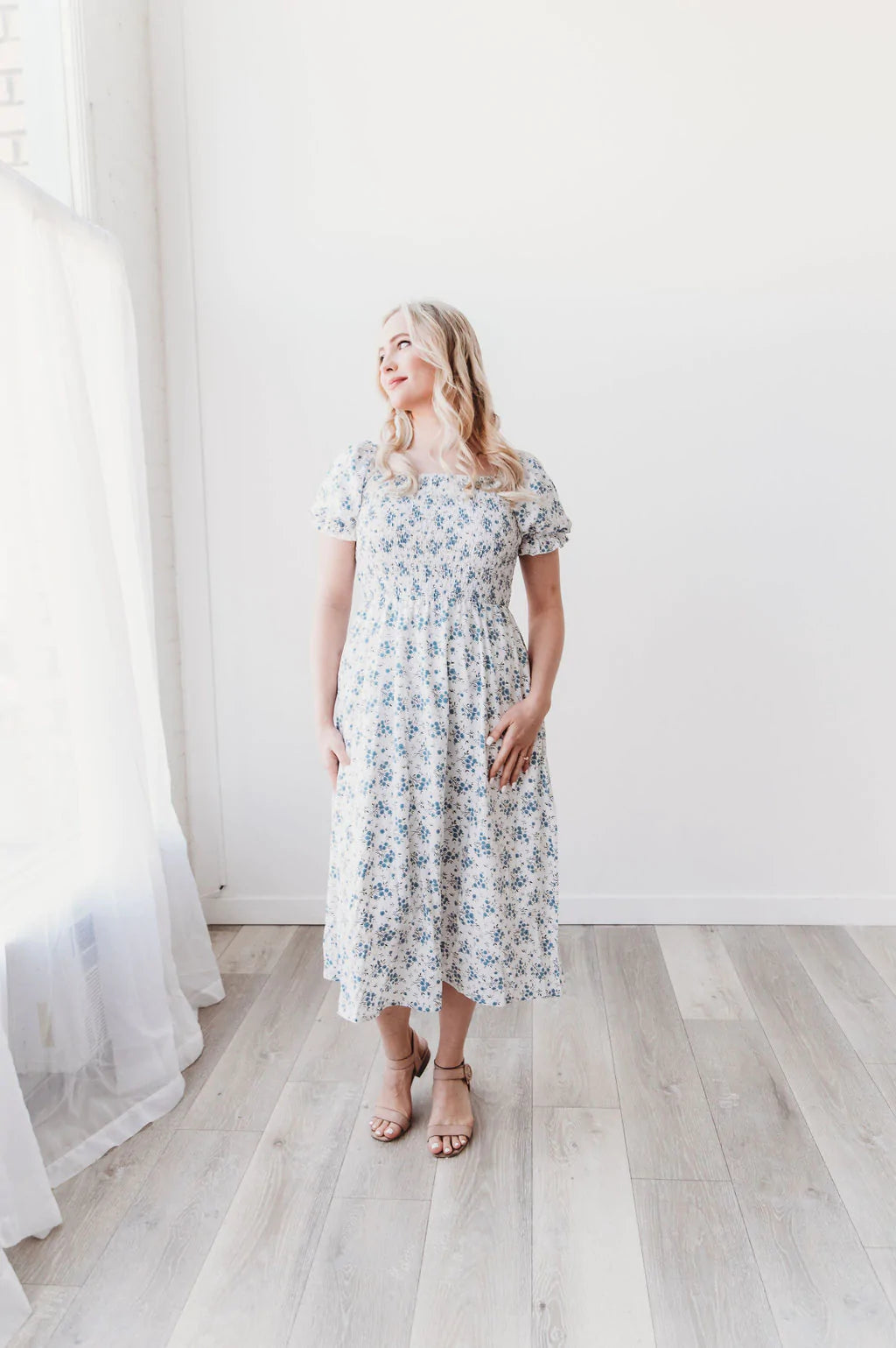 Ella Midi Blue Floral Dress