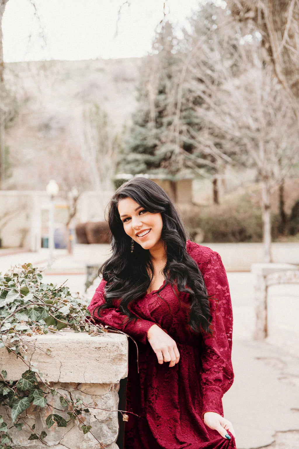 Carolina Crimson Lace Maxi Dress