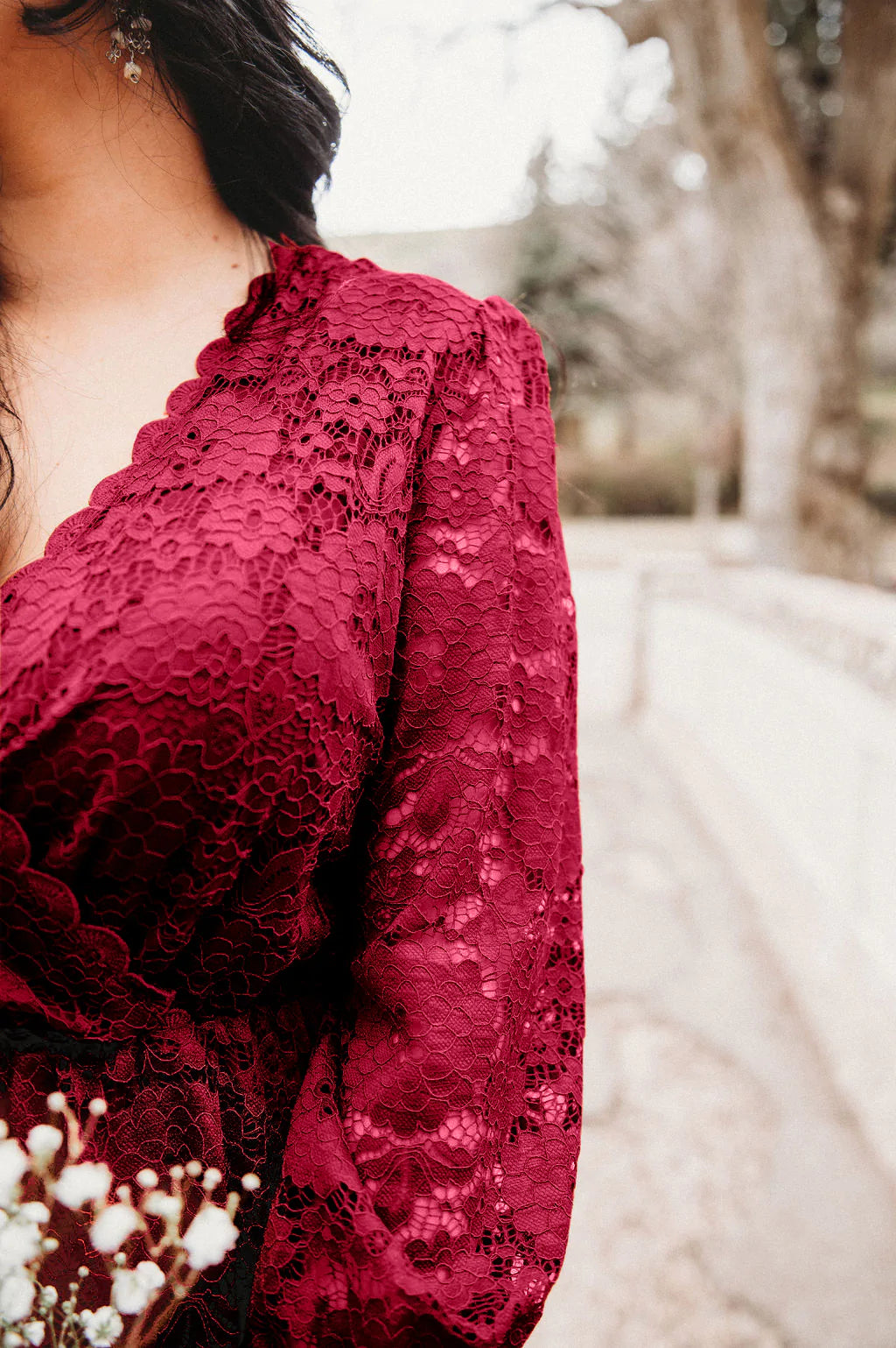 Carolina Crimson Lace Maxi Dress Small Carolina Crimson Lace Maxi Dress Small