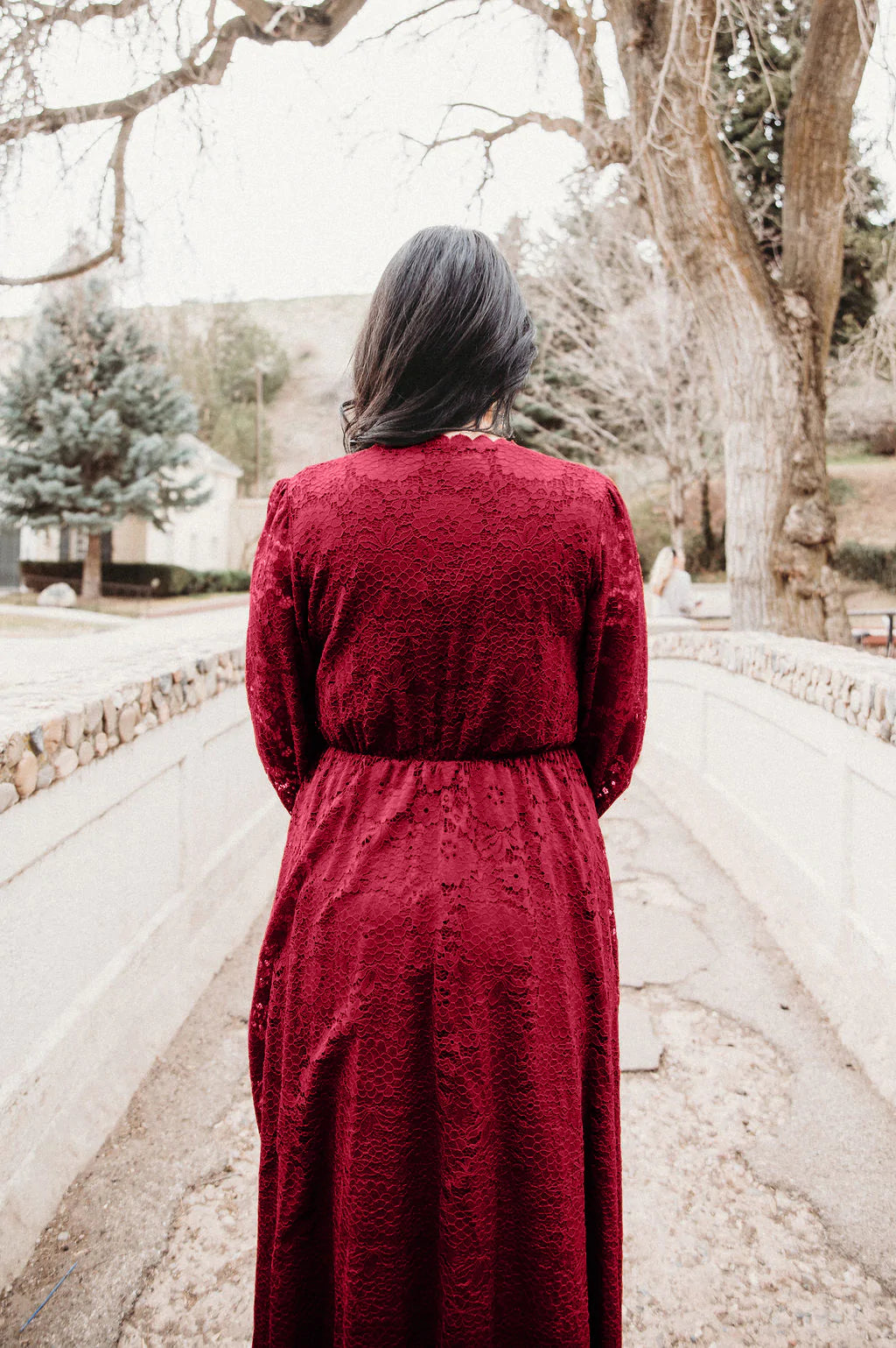 Carolina Crimson Lace Maxi Dress