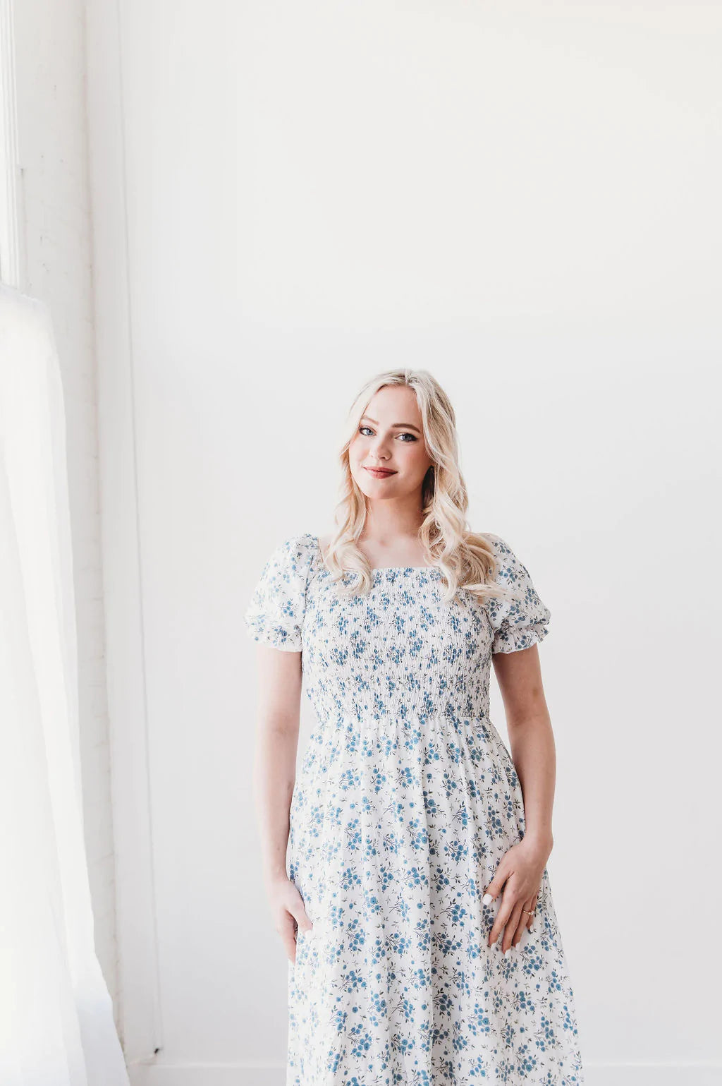 Ella Midi Blue Floral Dress