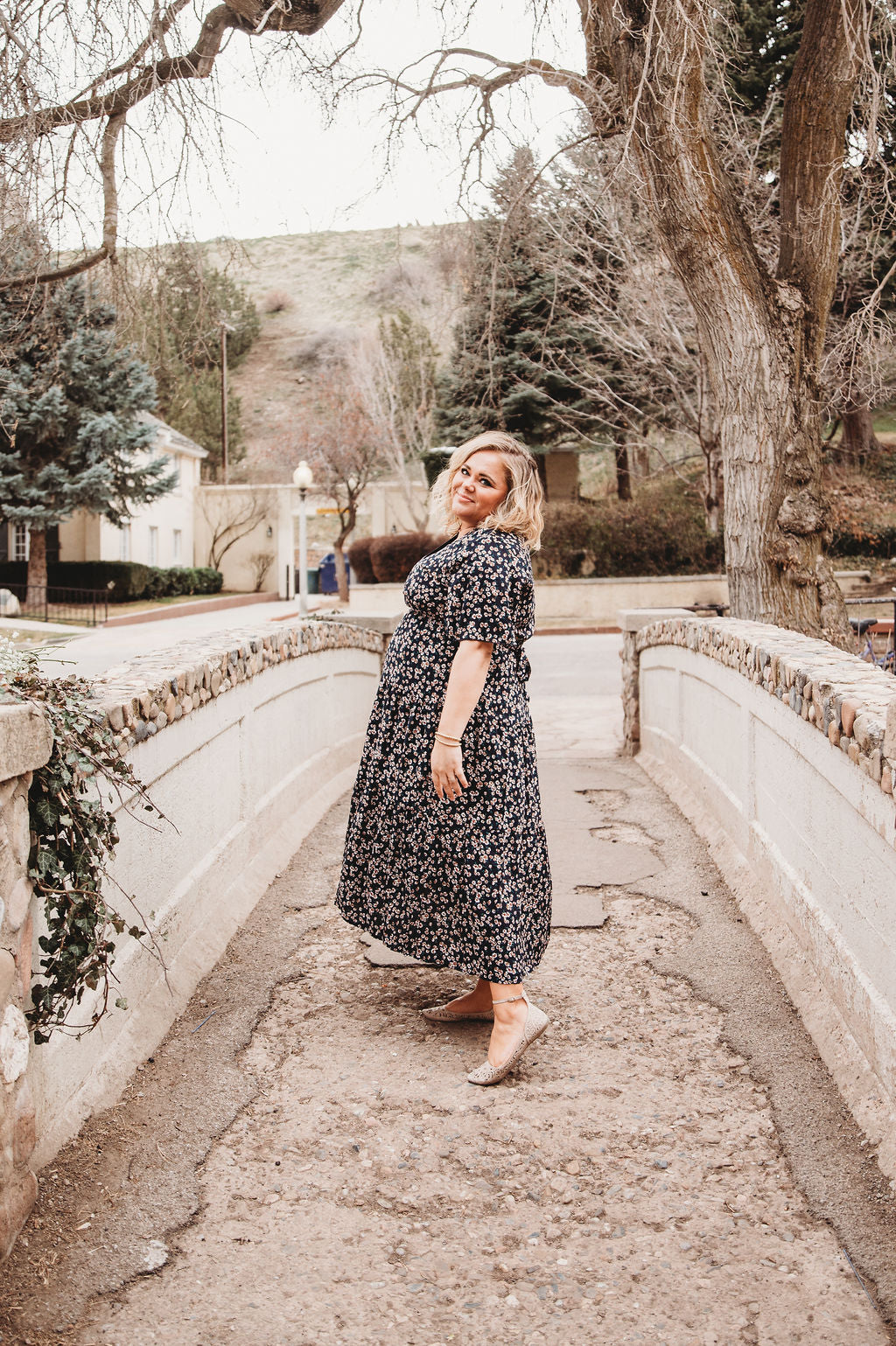 Constance Women Midi Navy Floral Dress