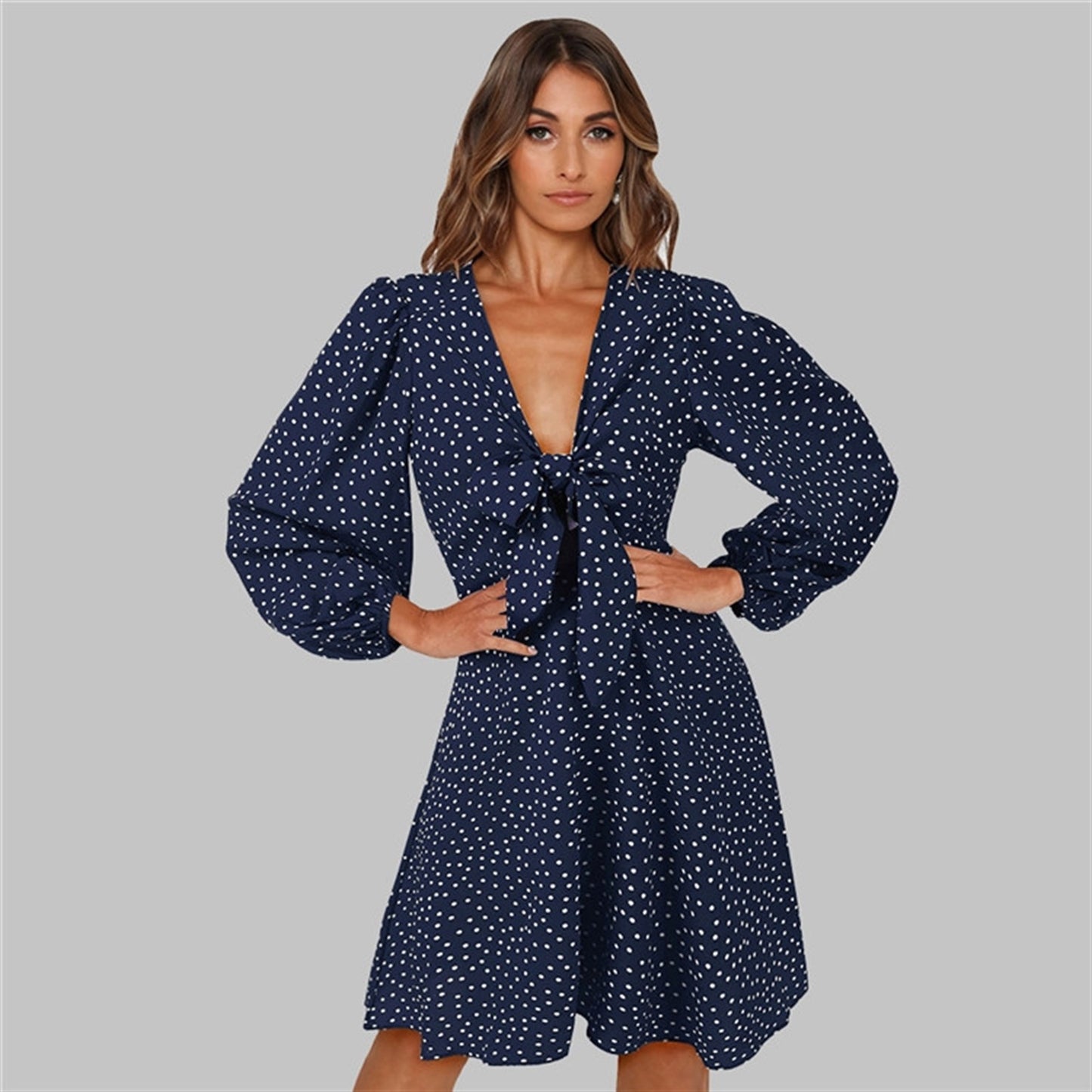 Tie Front Polka Dot Mini Dress